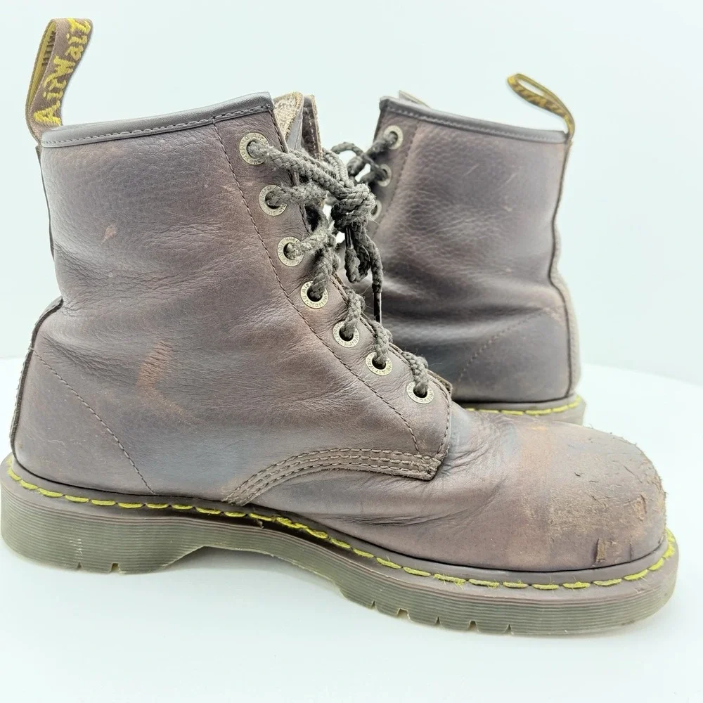 Dr Martens AirWair Steel Toe Work Boots Mens 11 Brown Leather Slip Resistant EH